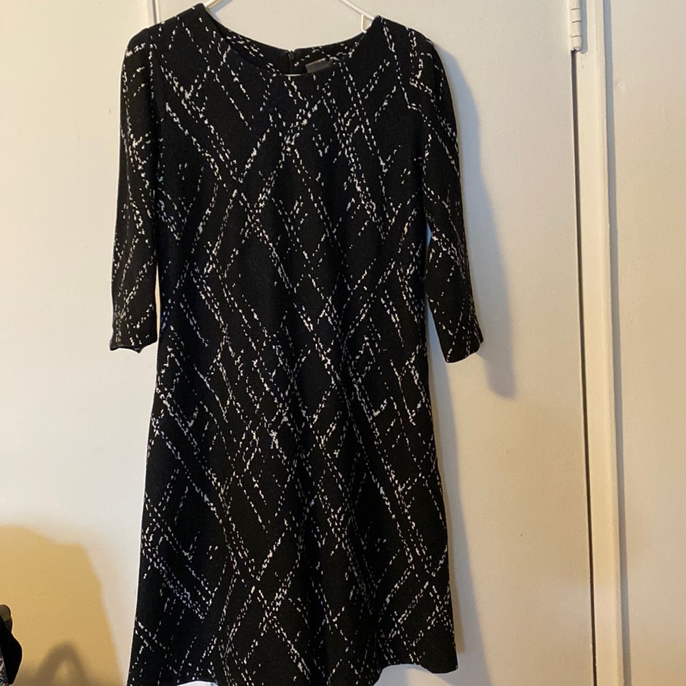 Black patterned knee length dress